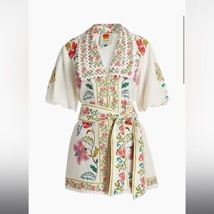Farm Rio Floral Linen-Blend Romper